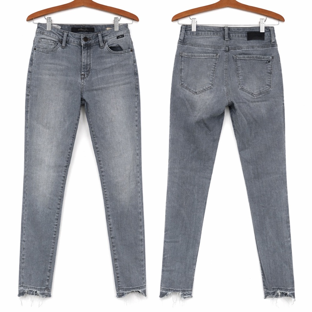 Mavi Tess High Rise Skinny Jeans Grey Raw Hem Size 25